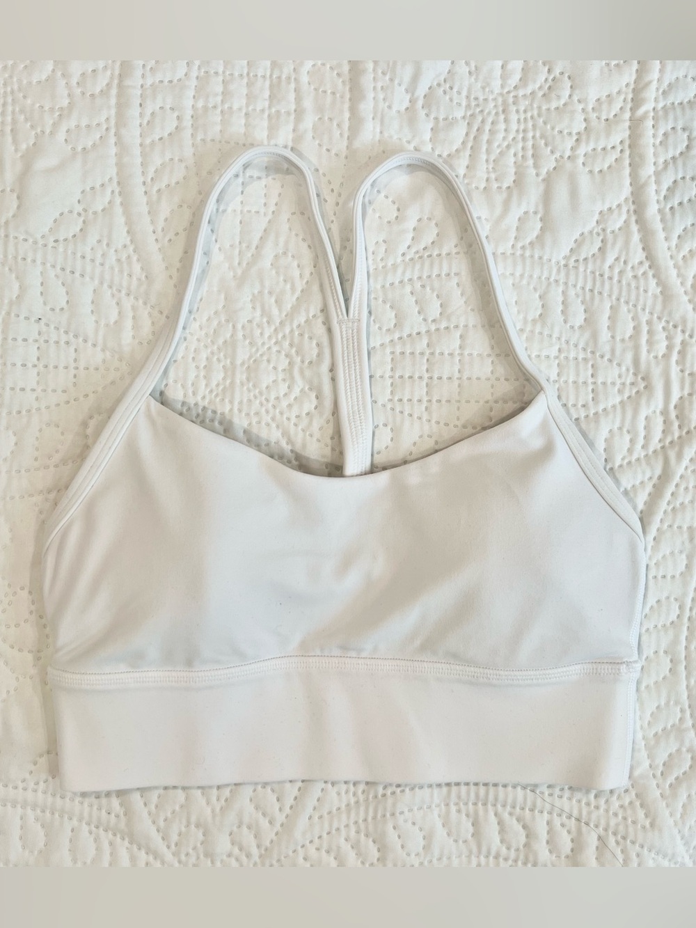 lululemon | Flow Y Nulu Longline Bra *Light Support, A-C Cups, White, Size 4